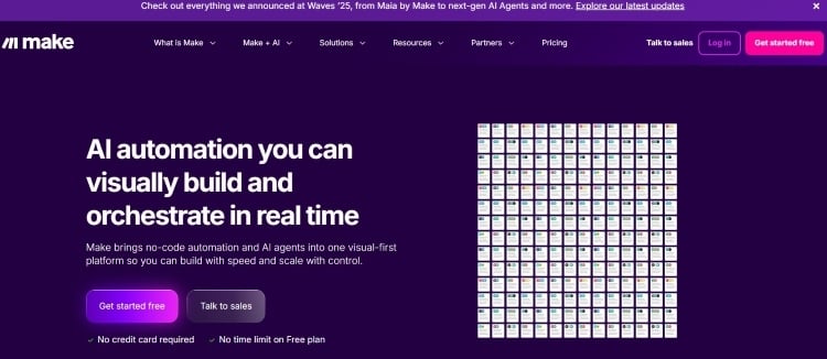 Screenshot of Make homepage