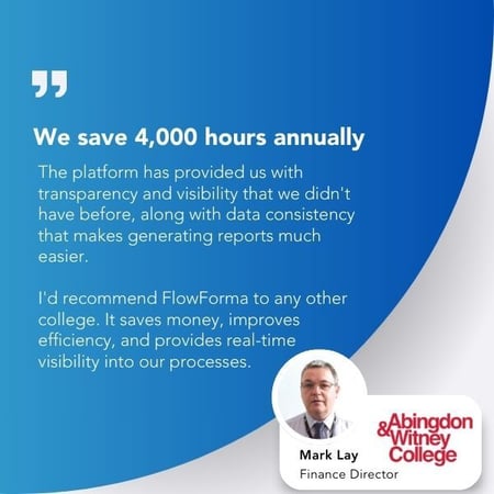 Screenshot of Mark Lay’s feedback on FlowForma form automation feature