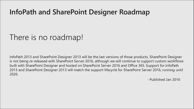 Screenshot showing Microsoft will end support for InfoPath in 2026