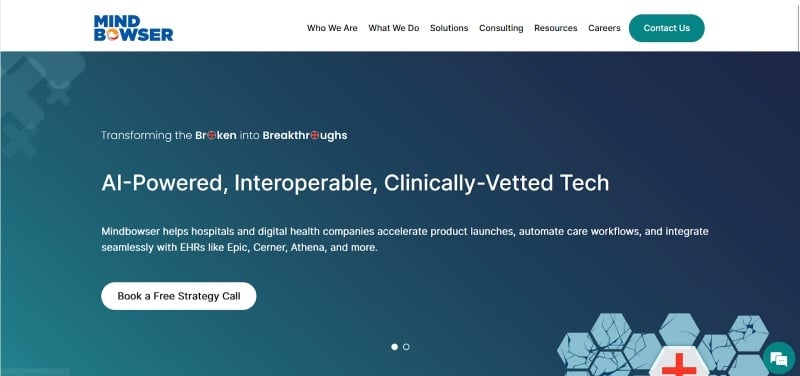 Screenshot of MindBowser’s homepage
