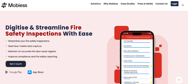 Screenshot of Mobiess homepage page