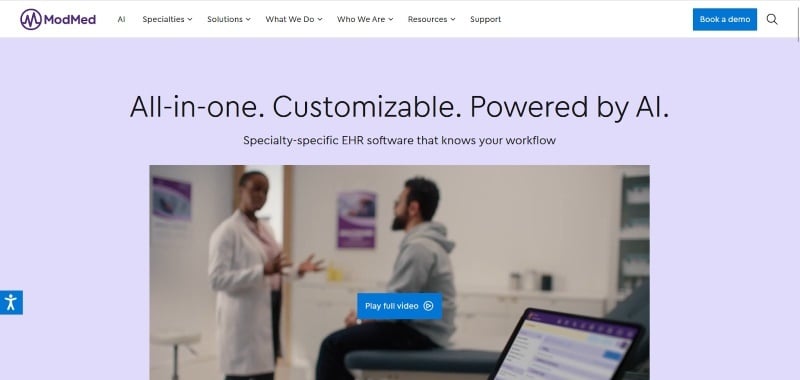 Screenshot of ModMed’s Homepage 