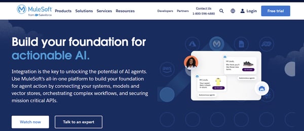 Screenshot of MuleSoft’s homepage