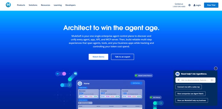 Screenshot of MuleSoft’s homepage