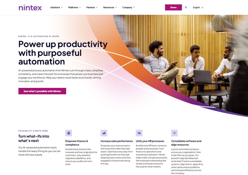 Nintex’s homepage