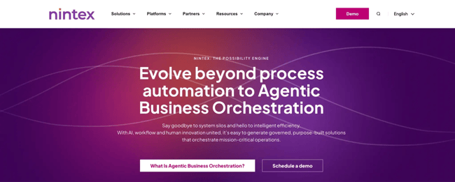 Screenshot of Nintex home page