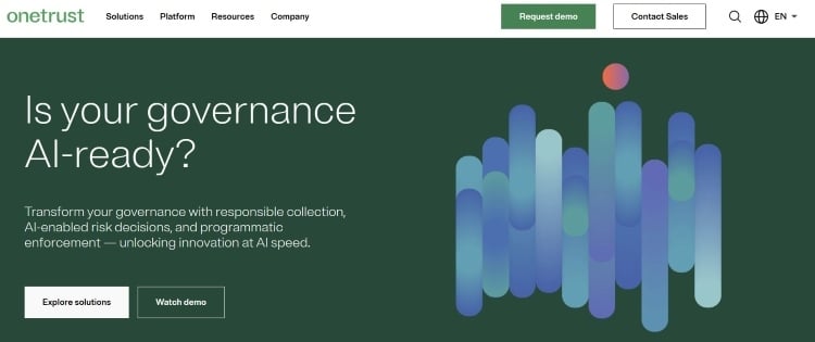 Screenshot of OneTrust’s page