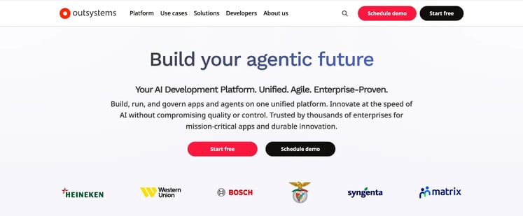 Screenshot of Outsystems homepage