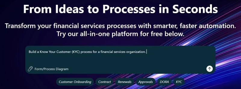 Screenshot of the financial services playground