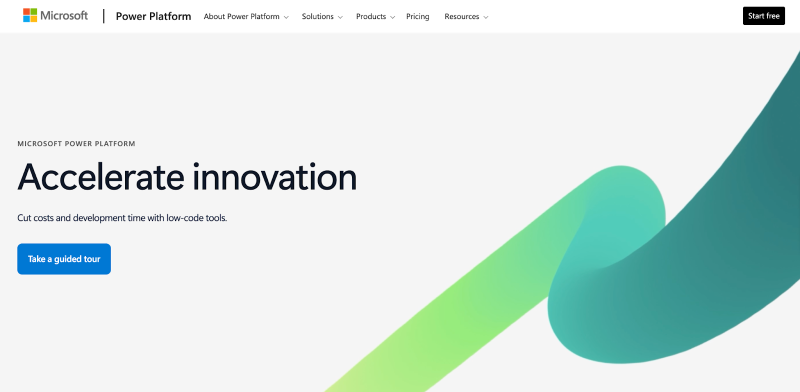 Screenshot of Microsoft Power Platform homepage