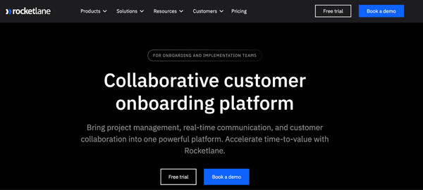 Screenshot of Rocketlane’s customer onboarding page