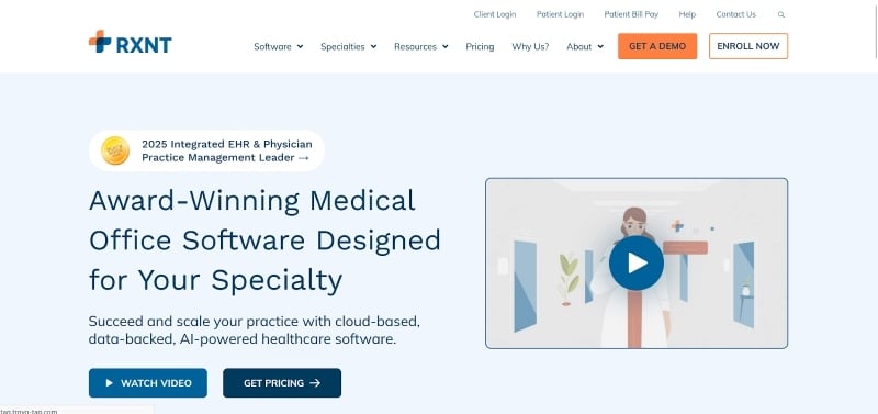 Screenshot of RXNT’s homepage