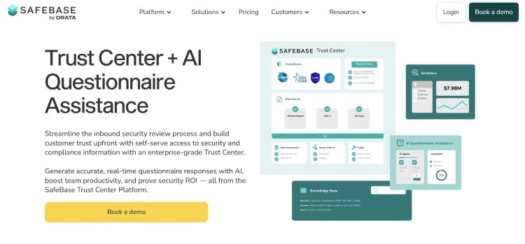 Screenshot of SafeBase’s security questionnaire page