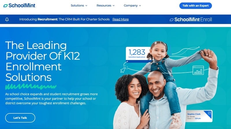 Screenshot of SchoolMint’s homepage