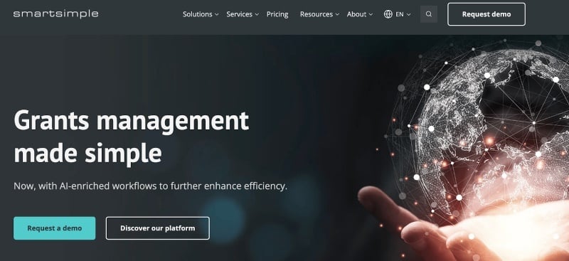 Screenshot of SmartSimple’s homepage