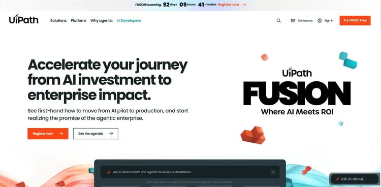 Screenshot of UiPath’s homepage