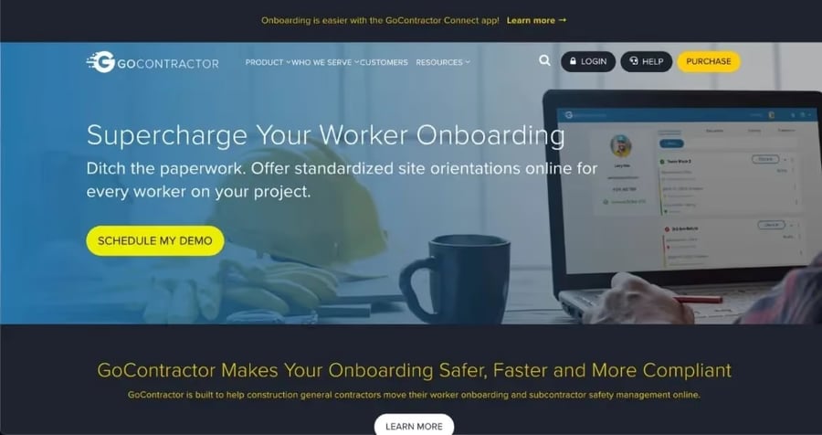 Screenshot of GoContractor’s Homepage 