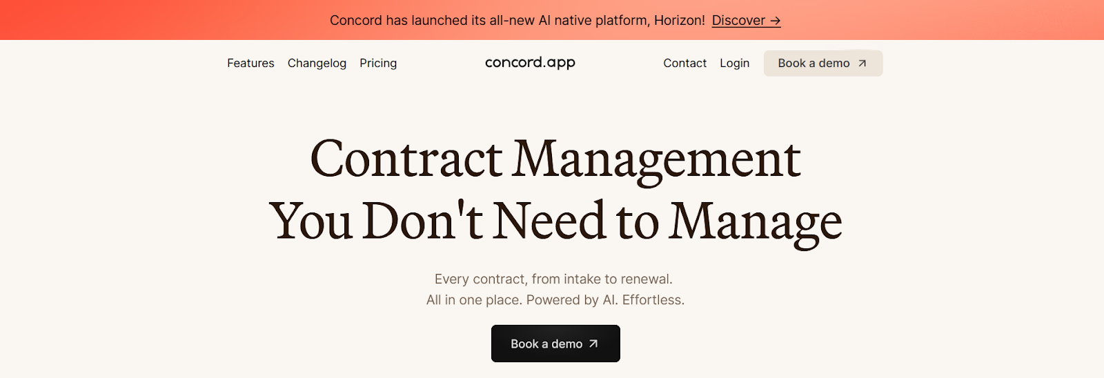 Screenshot of Concord’s Homepage