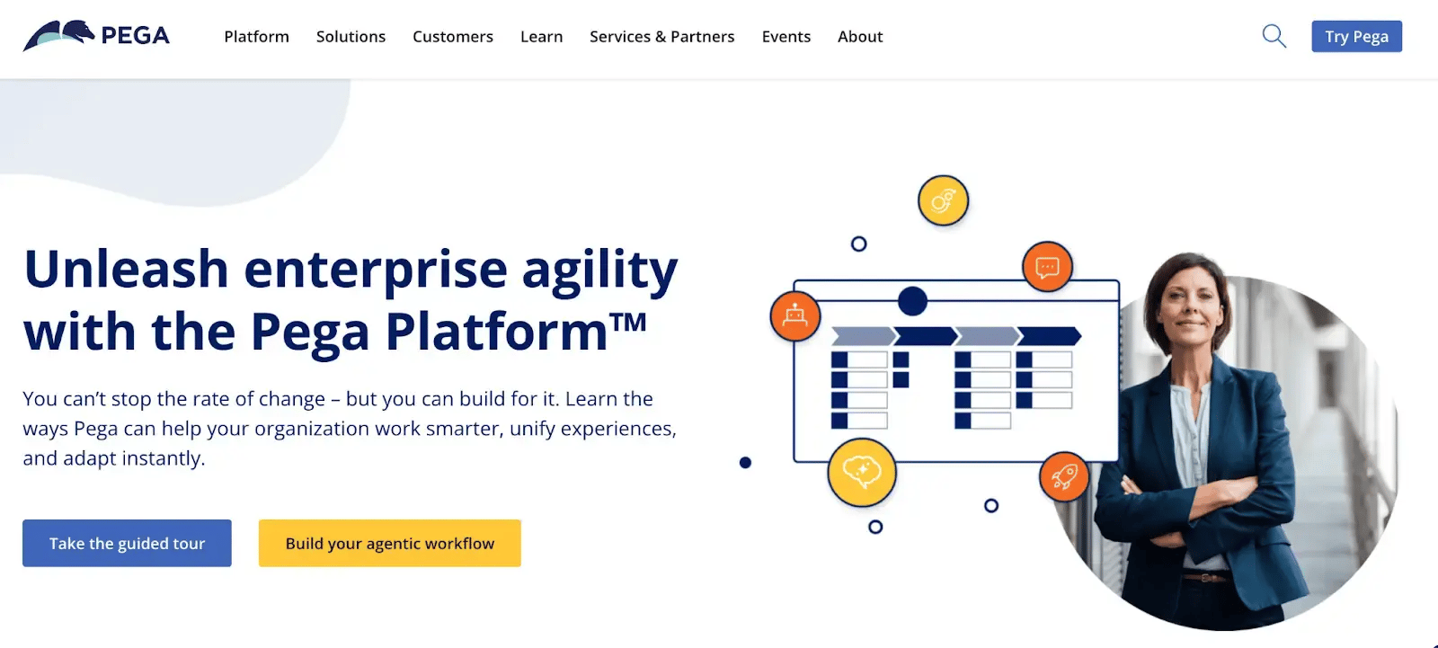 Screenshot of Pega platform’s homepage