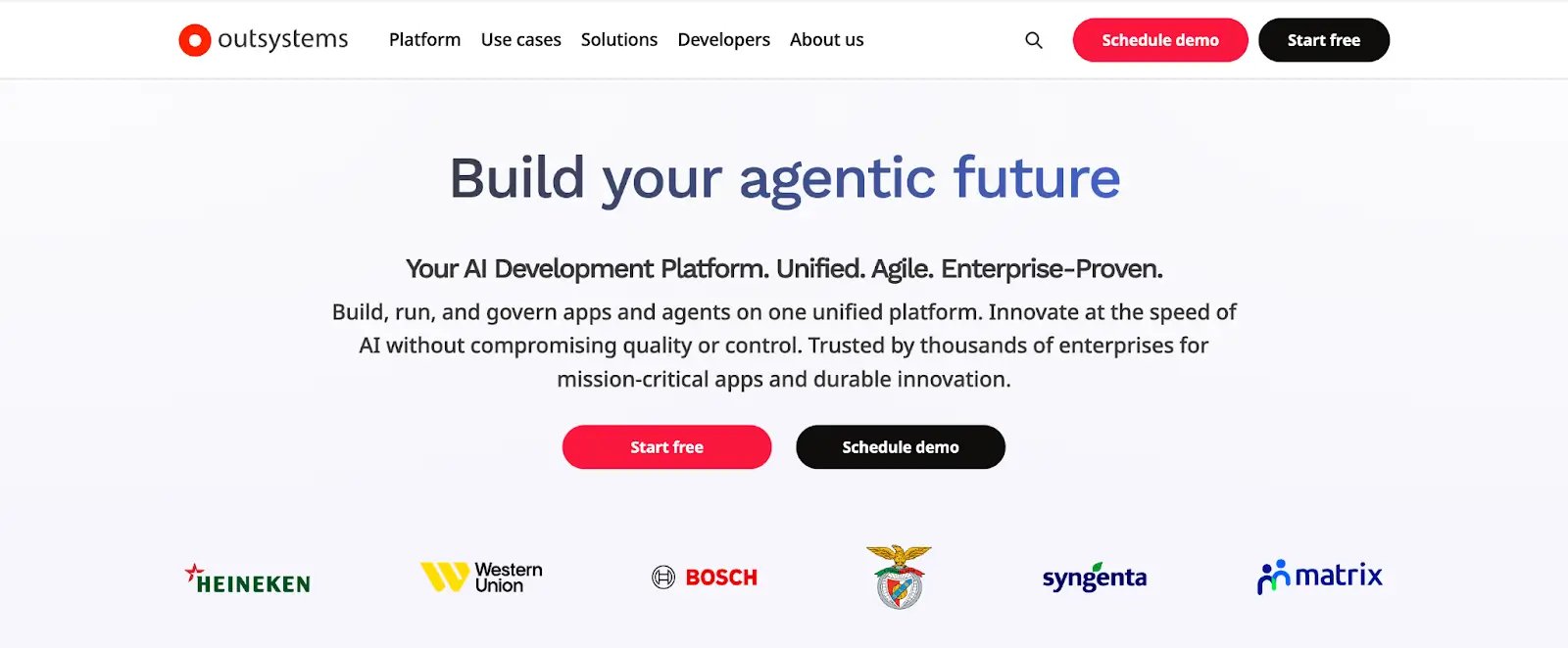 Screenshot of OutSystems’ Homepage