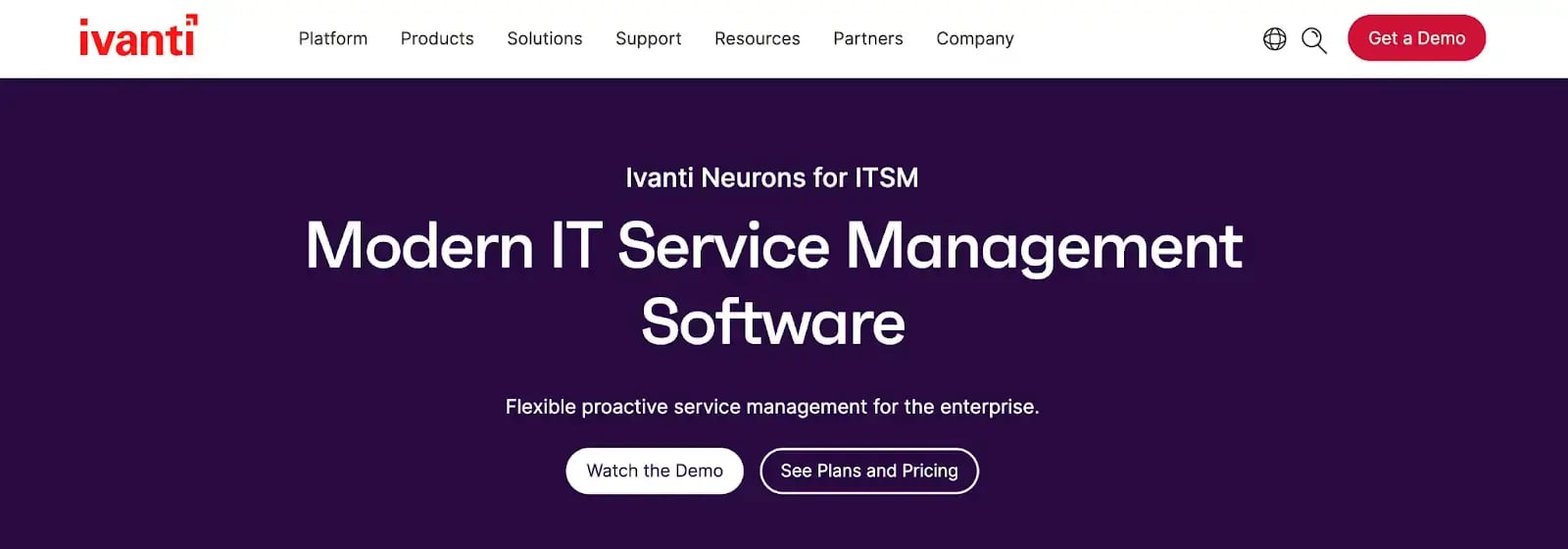 Screenshot of Ivanti homepage 