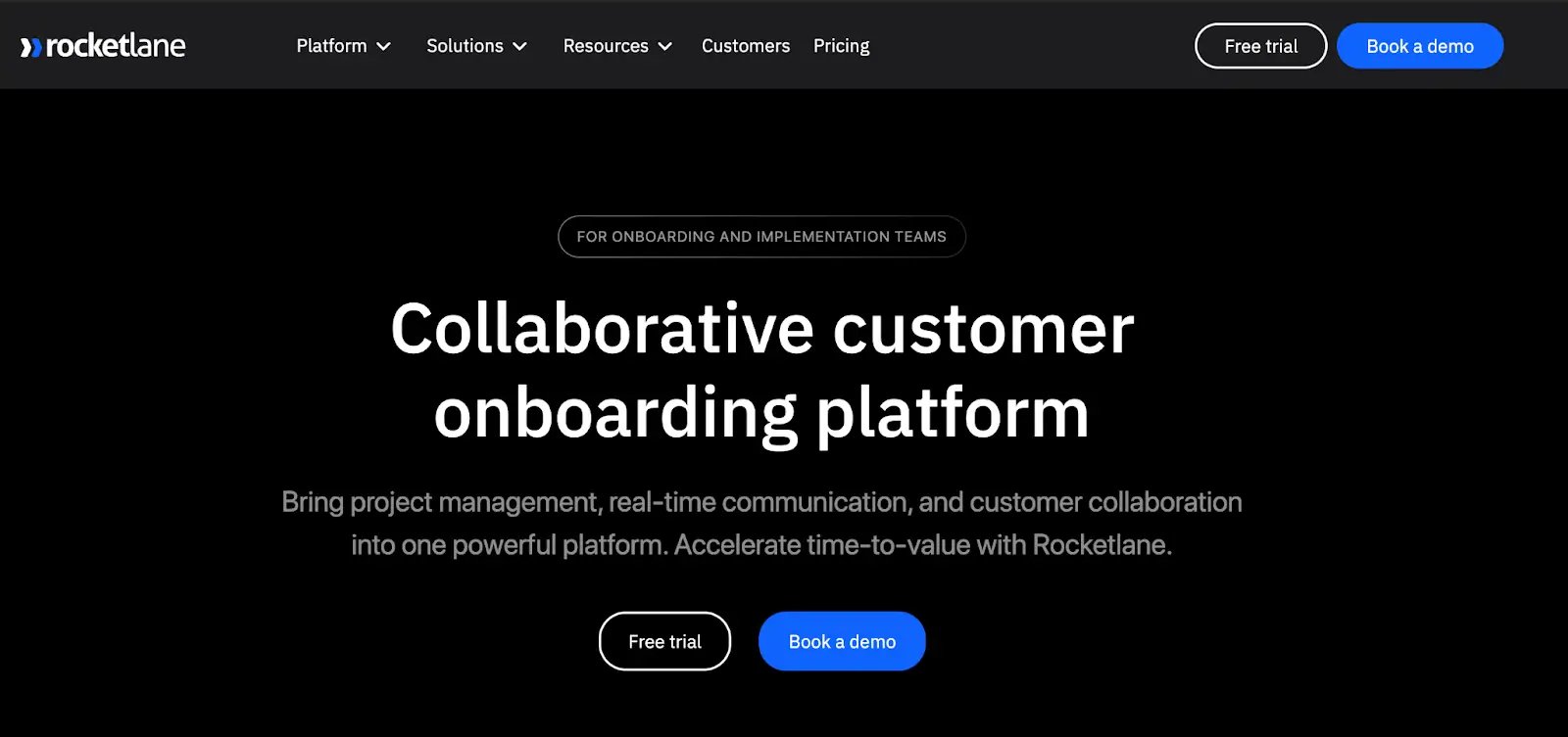 Screenshot of Rocketlane’s onboarding page