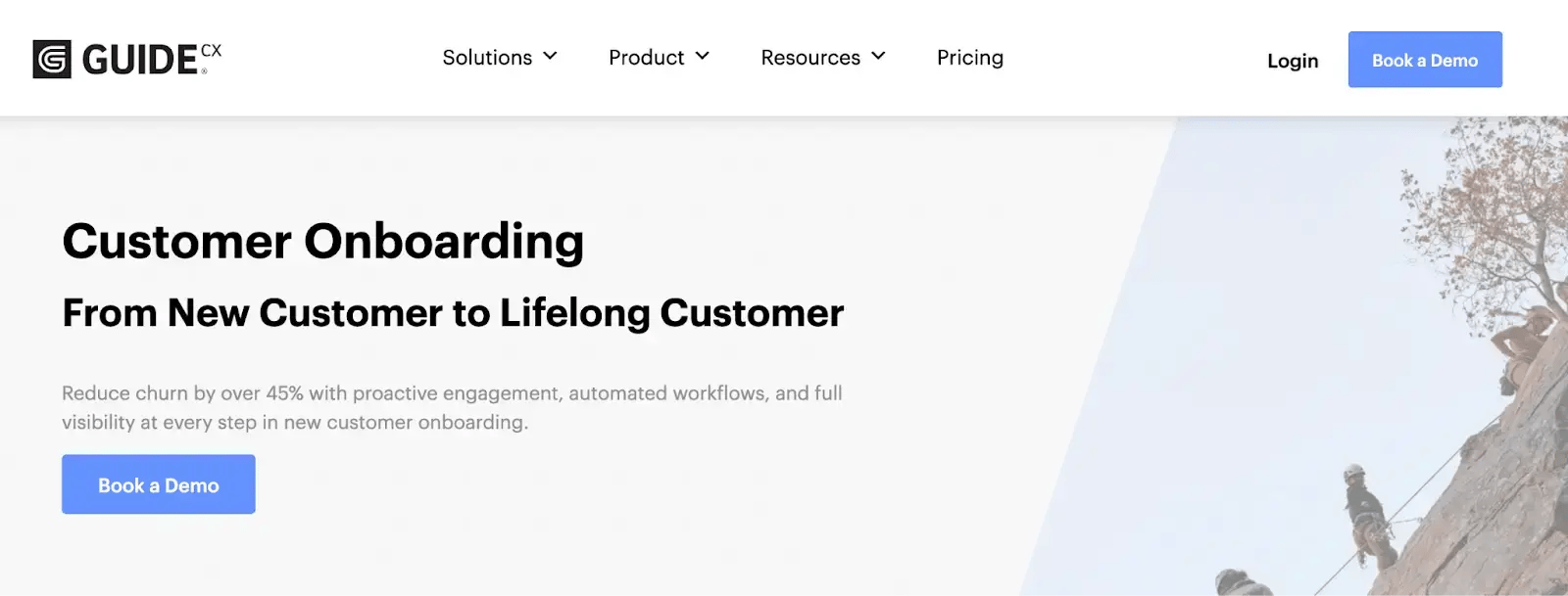 Screenshot of GuideCX’s homepage