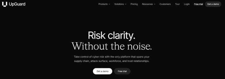 Screenshot of UpGuard’s homepage