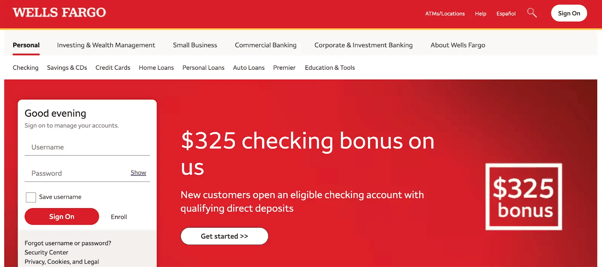 wells fargo webpage