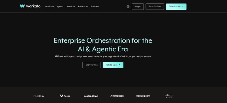 Screenshot of Workato’s homepage