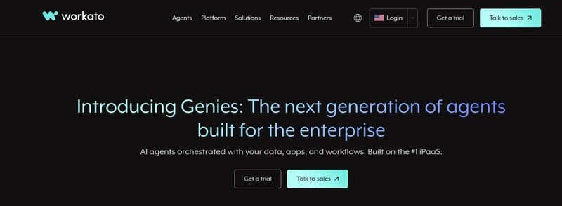 Screenshot of Workato’s homepage