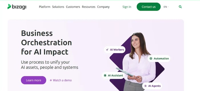 Screenshot of Bizagi’s Homepage&nbsp;