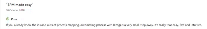 Screenshot of Capterra review for Bizagi