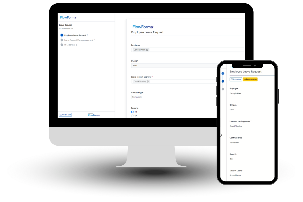 FlowForma forms on desktop, tablet and mobile