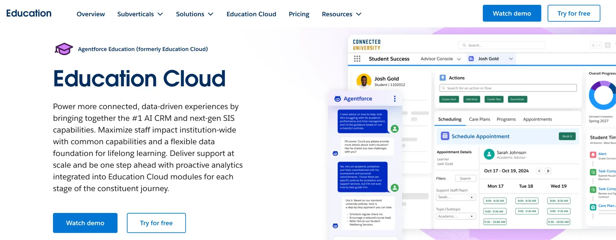 Agentforce Education homepage screenshot