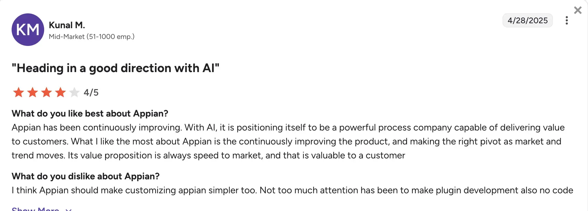 Appian home page showcasing integration features