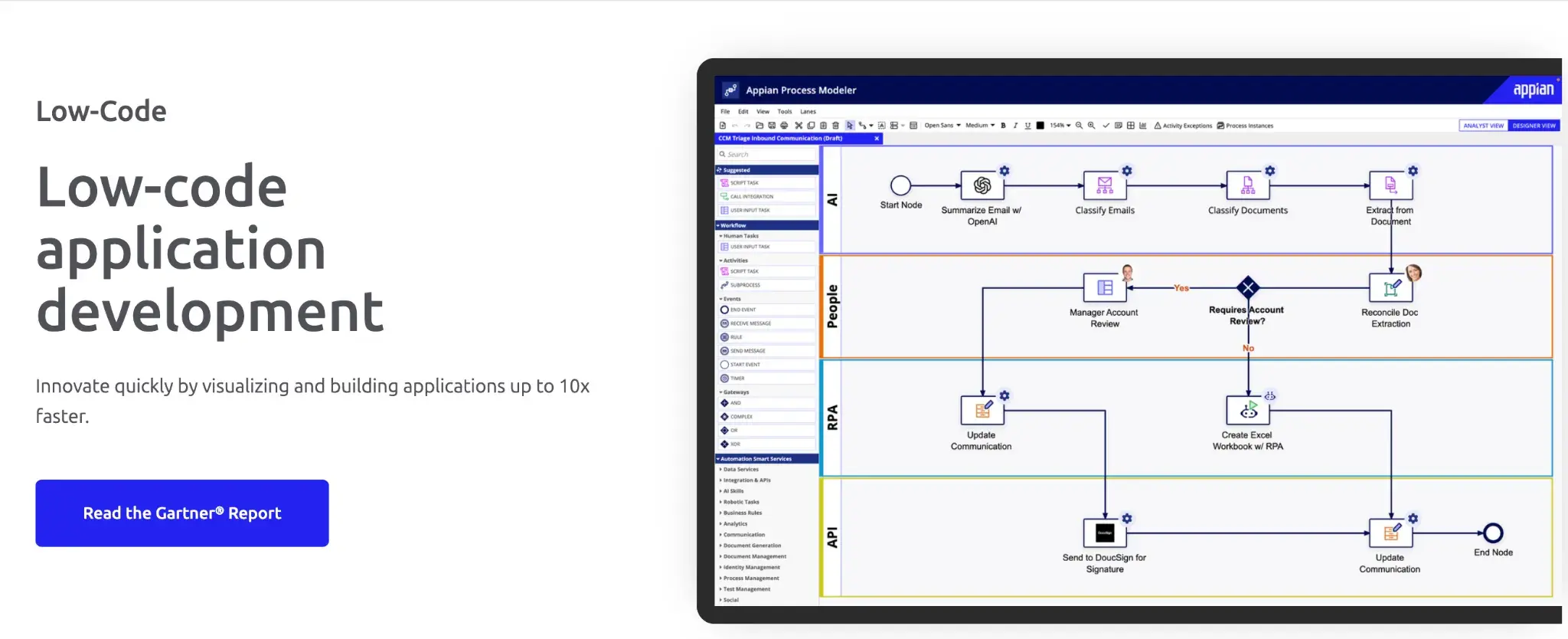 &nbsp;Screenshot of Appian’s low-code application development page