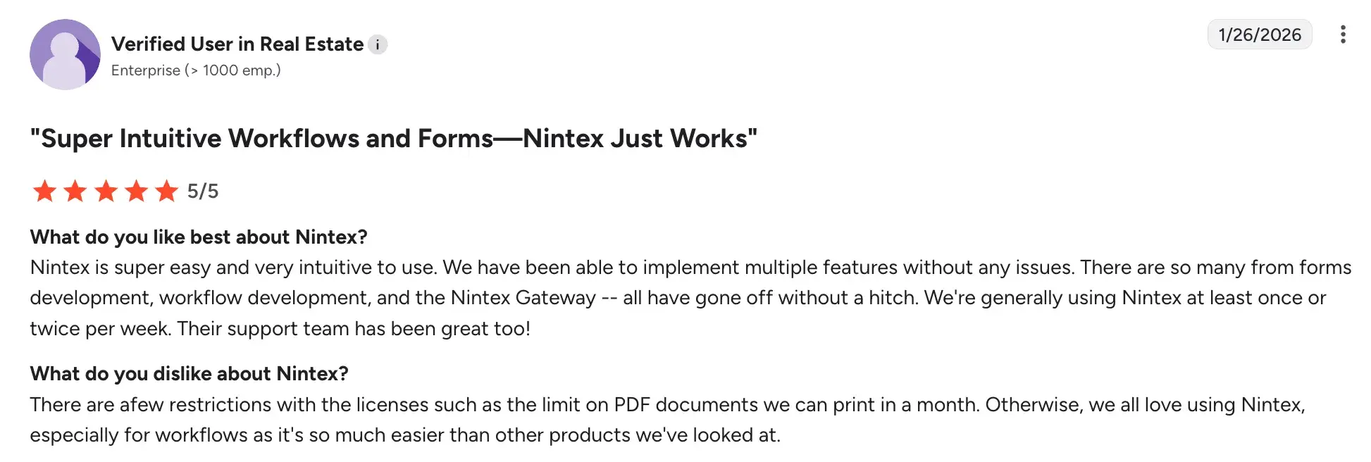 Nintex homepage showcasing enterprise workflow solutions