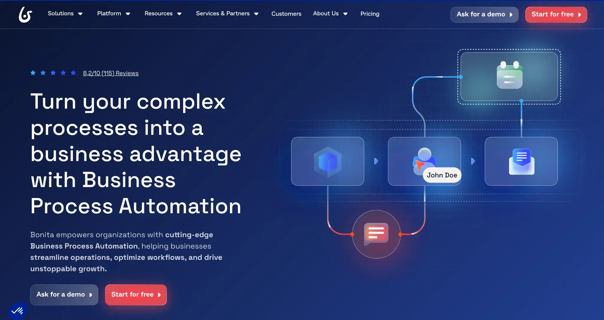 Screenshot of Bonita BPM homepage