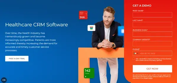 Creatio CRM-driven healthcare onboarding overview