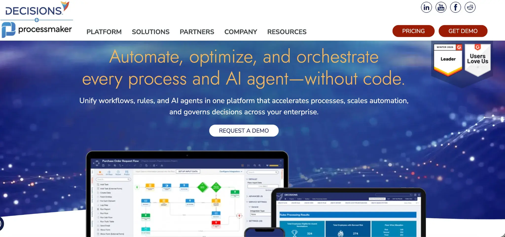 Decisions homepage showcasing rule-driven workflows
