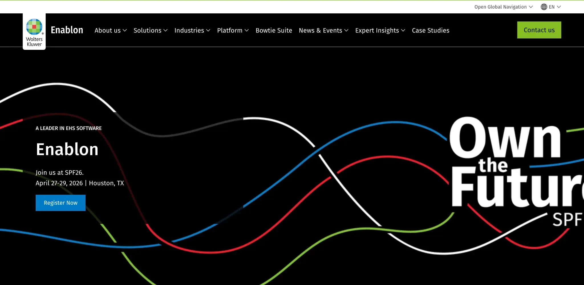 Screenshot of Enablon’s homepage