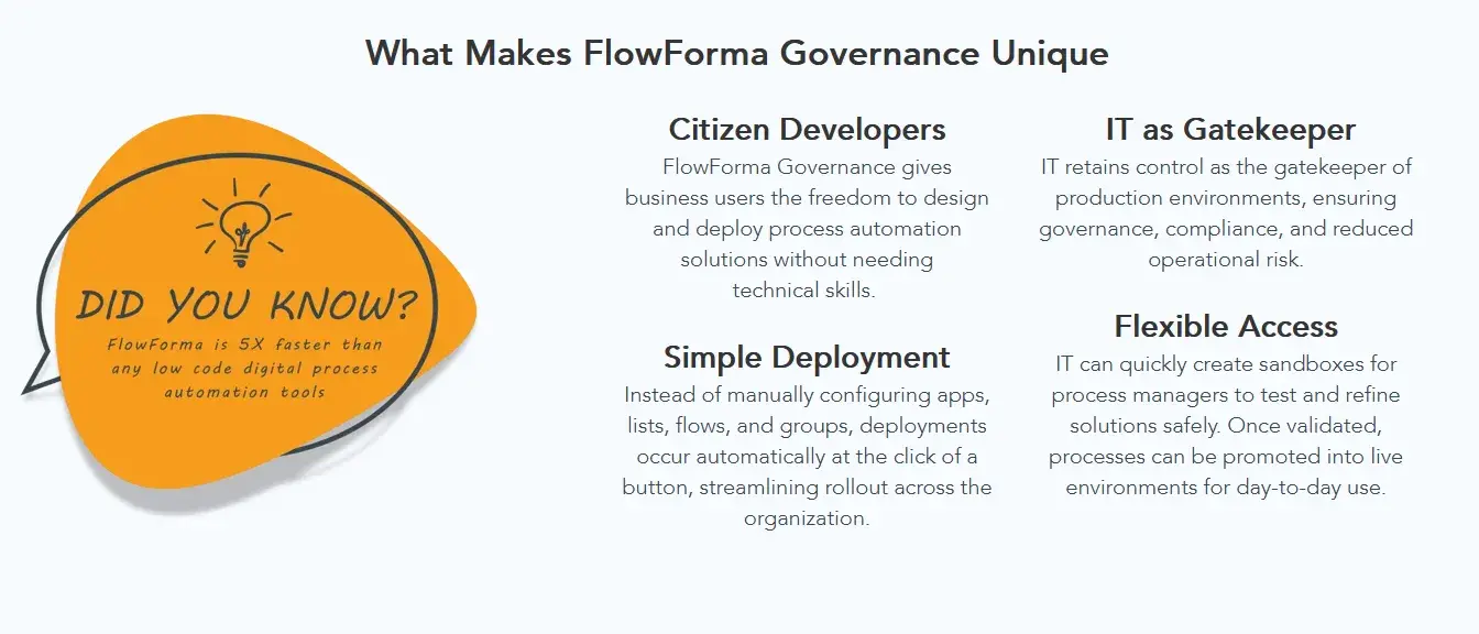 FlowForma enterprise-grade governance tiers overview