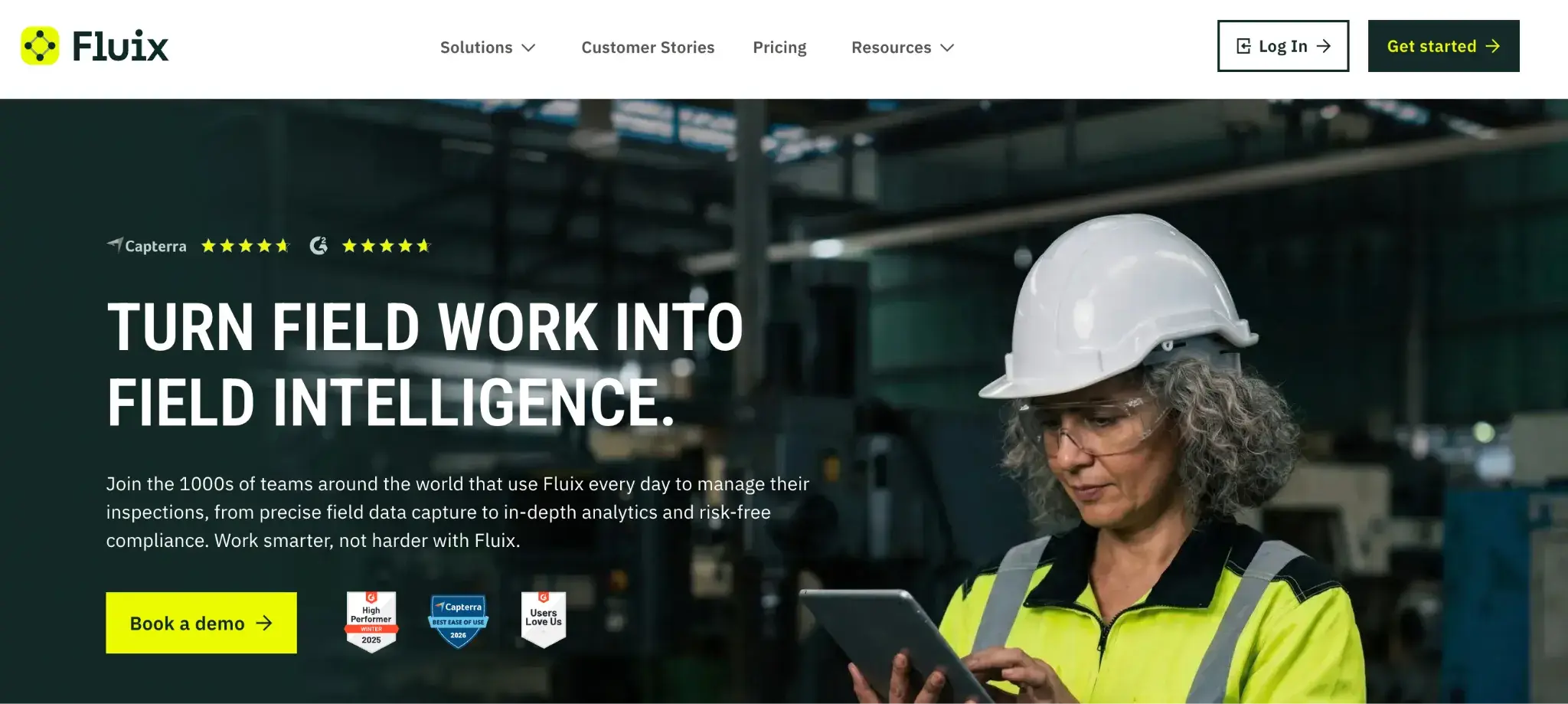 Screenshot of Fluix's homepage showcasing workflows