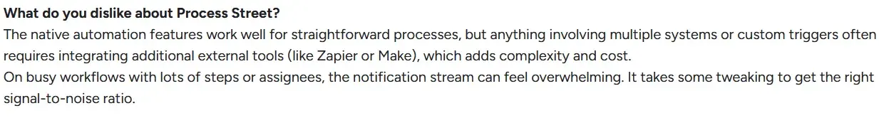 G2 review screenshot for Process Street