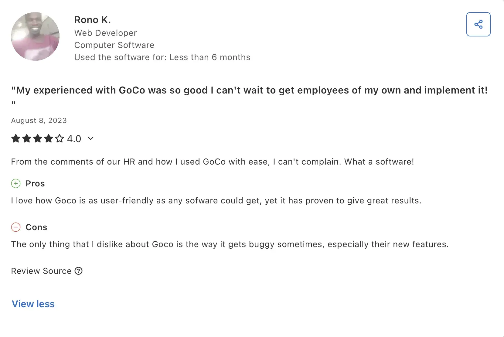 Screenshot of GoCo's homepage layout