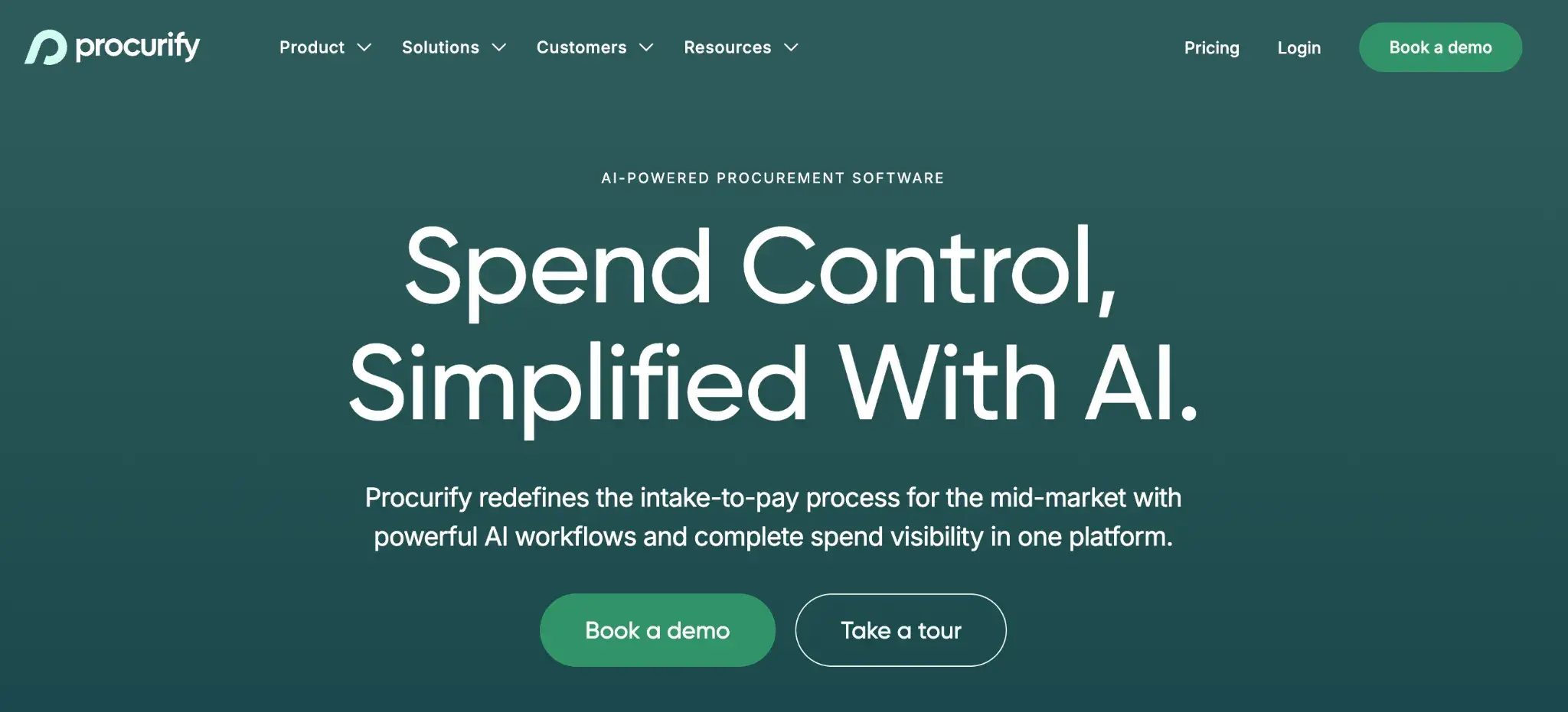 &nbsp;Screenshot of Procurify’s homepage