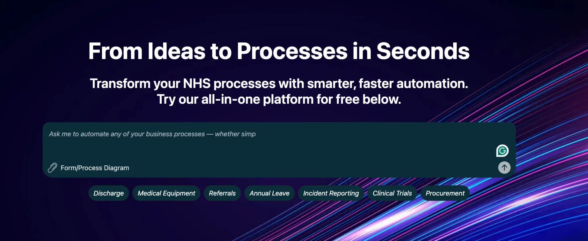 Screenshot of FlowForma’s AI Copilot for NHS-led processes