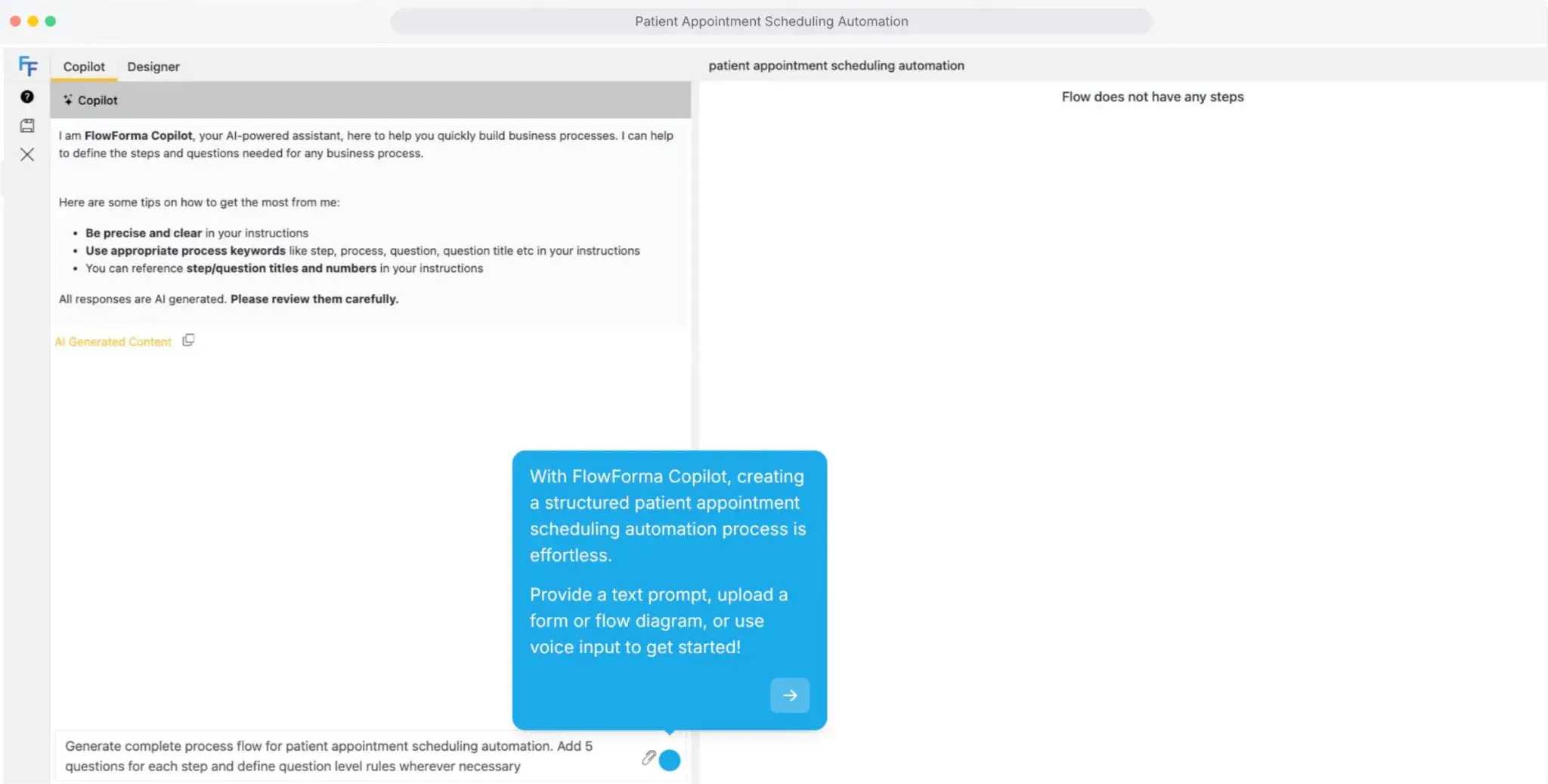 Screenshot of AI Copilot demo