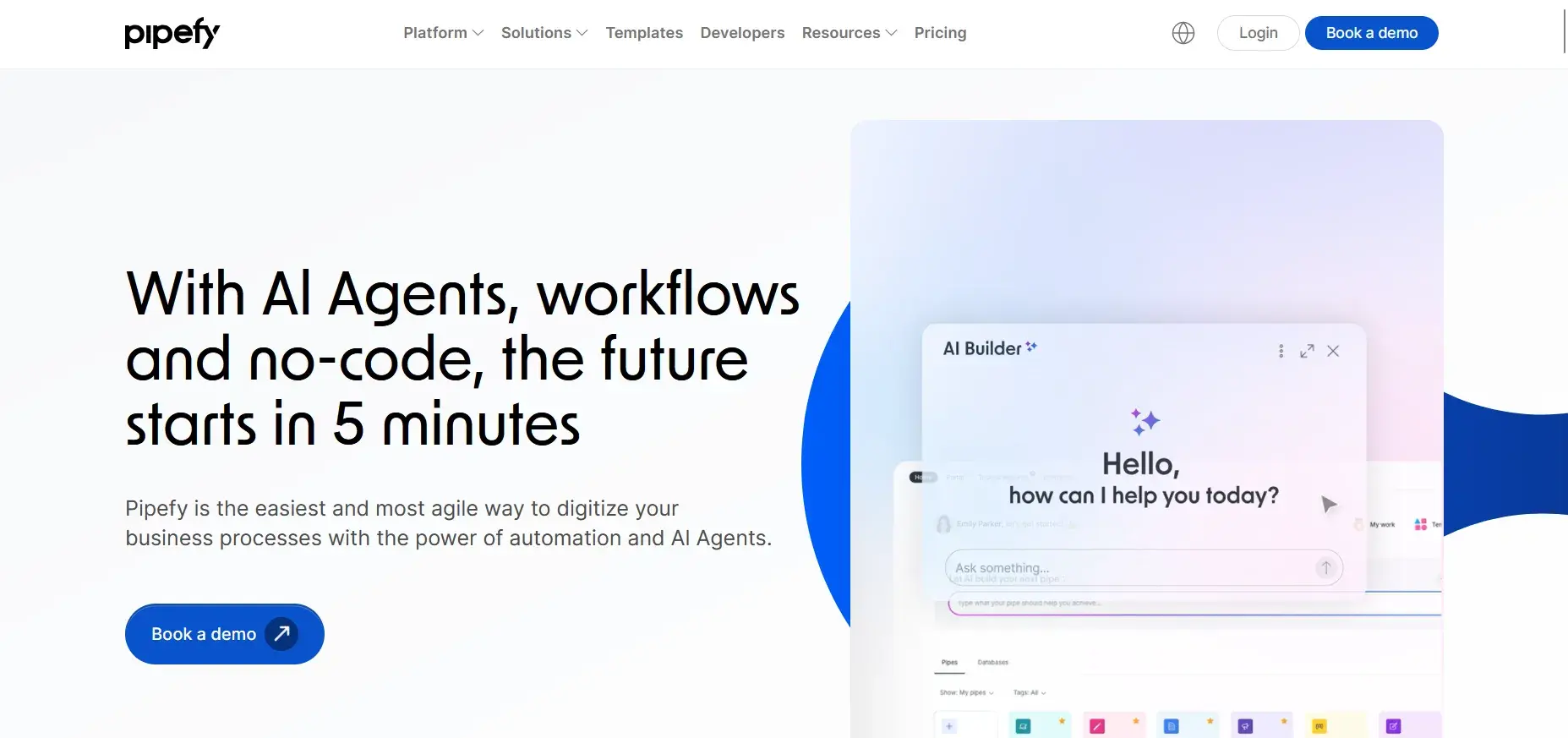 Screenshot of Pipefy homepage